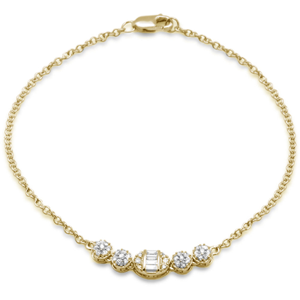 Muse Jewelry .33ct 14K Yellow Gold Round & Baguette Diamond Bracelet 7"