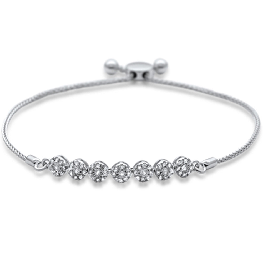 Muse Jewelry .33ct 14k White Gold Women's Adjustable Diamond Bola Bracelet