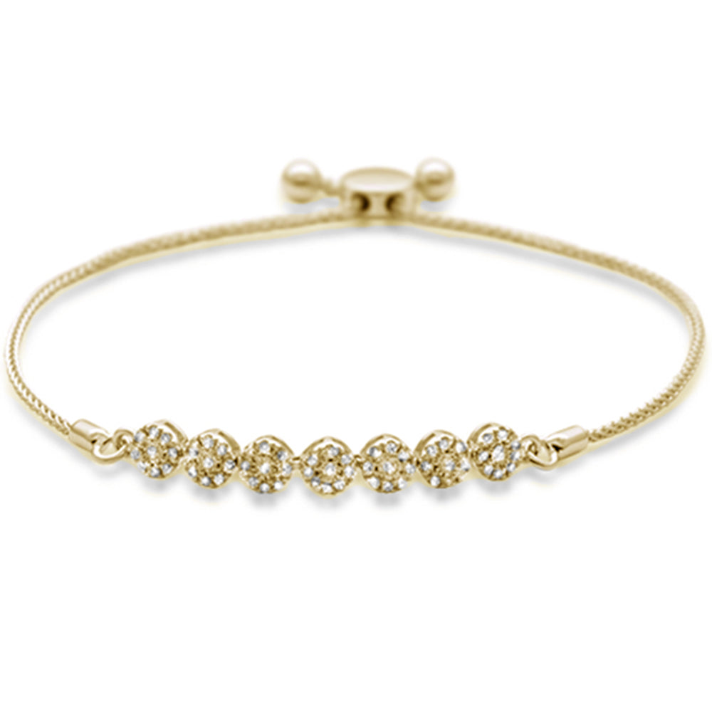 Muse Jewelry .33ct 14k Yellow Gold Women's Adjustable Diamond Bola Bracelet