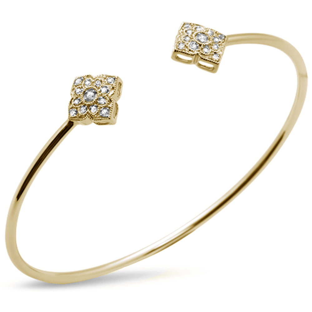 Muse Jewelry .16ct 14k Yellow Gold Diamond Open Bangle Bracelet 7.25"