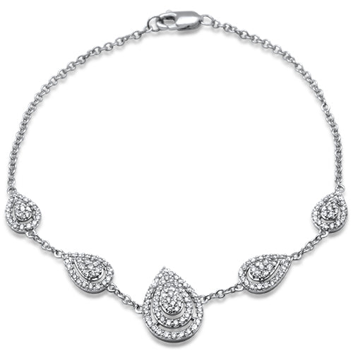 Muse Jewelry .88ct 14K White Gold Pear Shaped Diamond Bracelet 7"