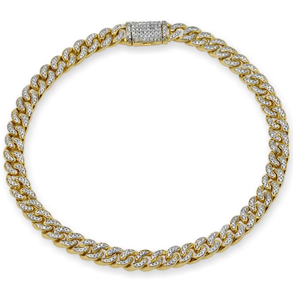 Muse Jewelry 4MM .81ct 14K Yellow Gold Diamond Round Cuban Bracelet 6.5"