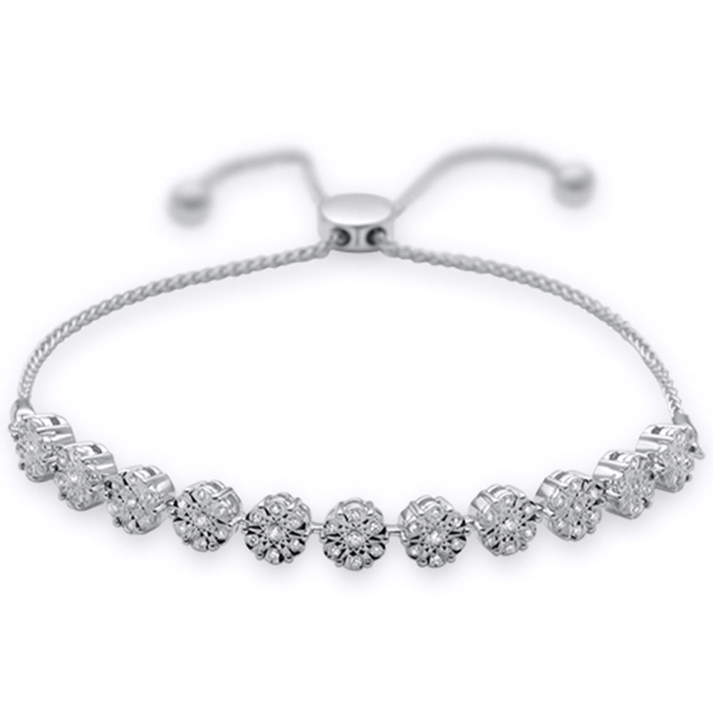 Muse Jewelry .25ct 14K White Gold Diamond Bola Bracelet 7" Adjustable