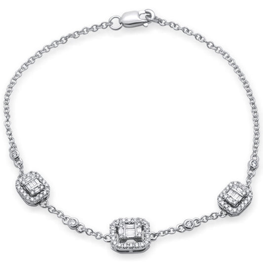 Muse Jewelry .44ct 14K White Gold Diamond Bracelet 7" Long