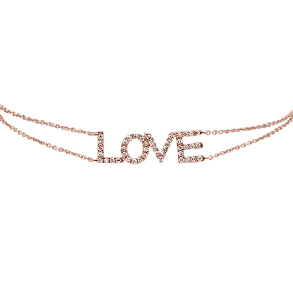 Muse Jewelry .17ct 14KT Rose Gold Love Script Heart Diamond Bracelet 7"