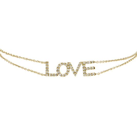 Muse Jewelry .17ct 14KT Yellow Gold Love Script Heart Diamond Bracelet 7"