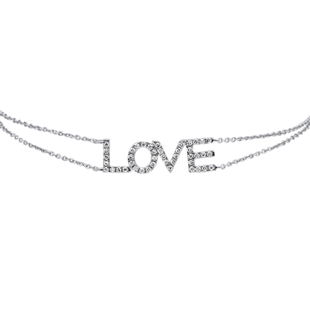 Muse Jewelry .18ct 14KT White Gold Love Script Heart Diamond Bracelet 7"