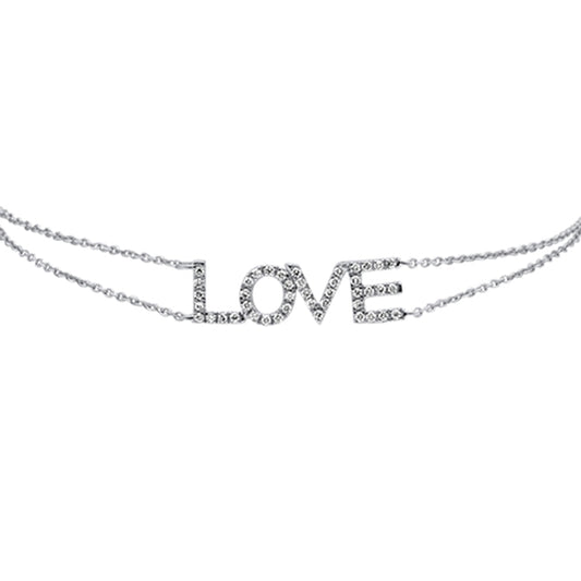 Muse Jewelry .18ct 14KT White Gold Love Script Heart Diamond Bracelet 7"