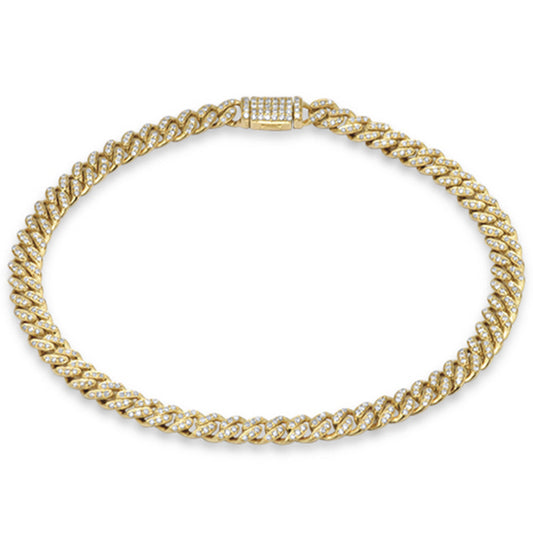 Muse Jewelry 6mm .84ct G SI 14K Yellow Gold Diamond Round Cuban Link Bracelet 7"
