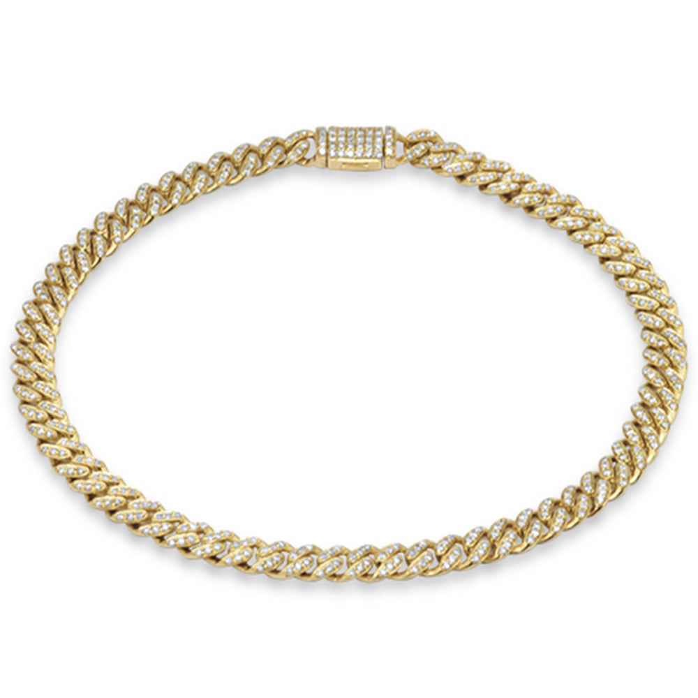 Muse Jewelry 5mm 0.73ct G SI 14K Yellow Gold Diamond Round Cuban Bracelet 8"