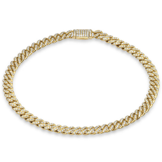 Muse Jewelry 5mm 0.73ct G SI 14K Yellow Gold Diamond Round Cuban Bracelet 8"