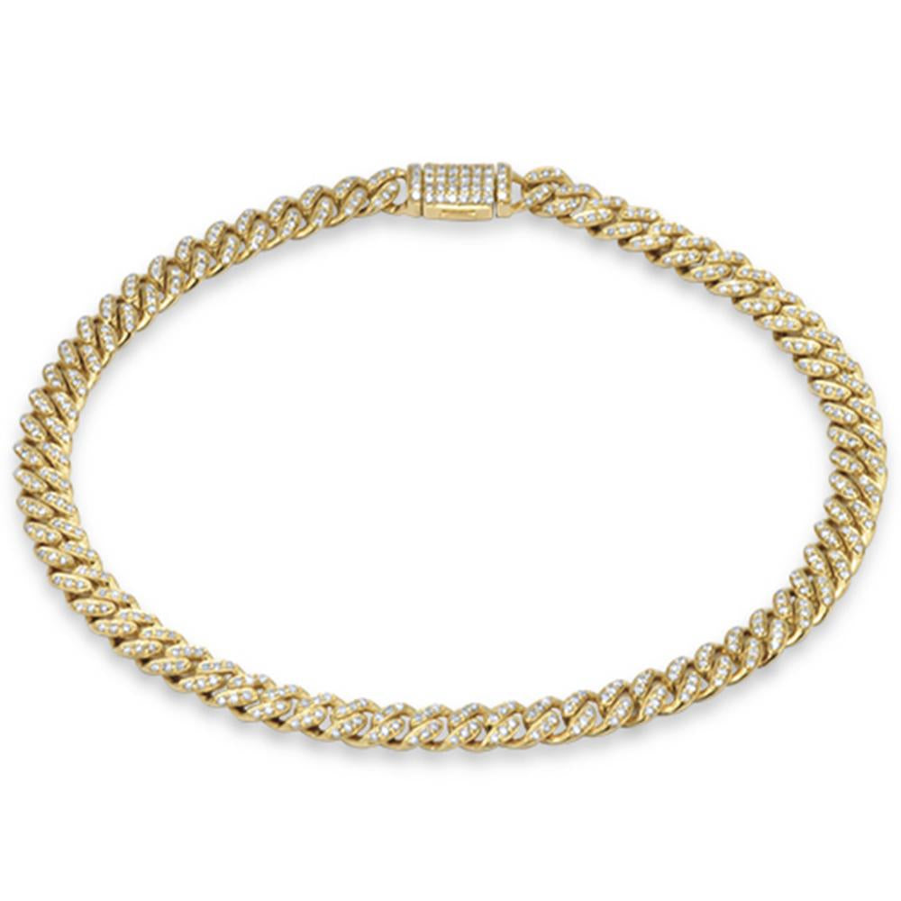 Muse Jewelry 5mm 0.68ct G SI 14K Yellow Gold Diamond Round Cuban Bracelet 7"