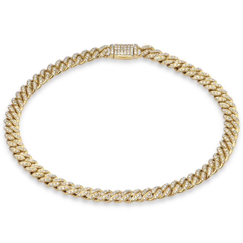 Muse Jewelry 5mm .61ct G SI 14K Yellow Gold Diamond Round Cuban Bracelet 7"