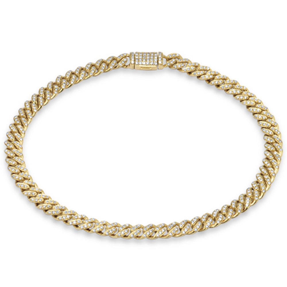 Muse Jewelry 5mm 0.68ct G SI 14K Yellow Gold Diamond Round Cuban Bracelet 8"