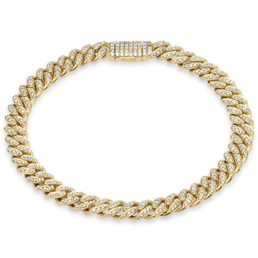 Muse Jewelry 7mm 2.38ct G SI 14K Yellow Gold Diamond Round Cuban Bracelet 8"