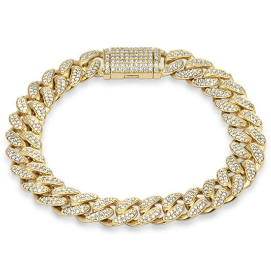 Muse Jewelry 11mm 5.66ct G SI 14K Yellow Gold Diamond Round Cuban Bracelet 8.5"