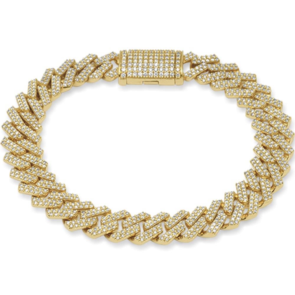 Muse Jewelry 11mm 6.46ct G SI 14K Yellow Gold Diamond Square Cuban Bracelet 8.5"