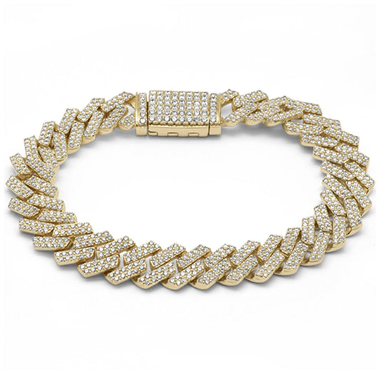 Muse Jewelry 18MM 16.07ct G SI 14K Yellow Gold Diamond Square Cuban Bracelet 8"