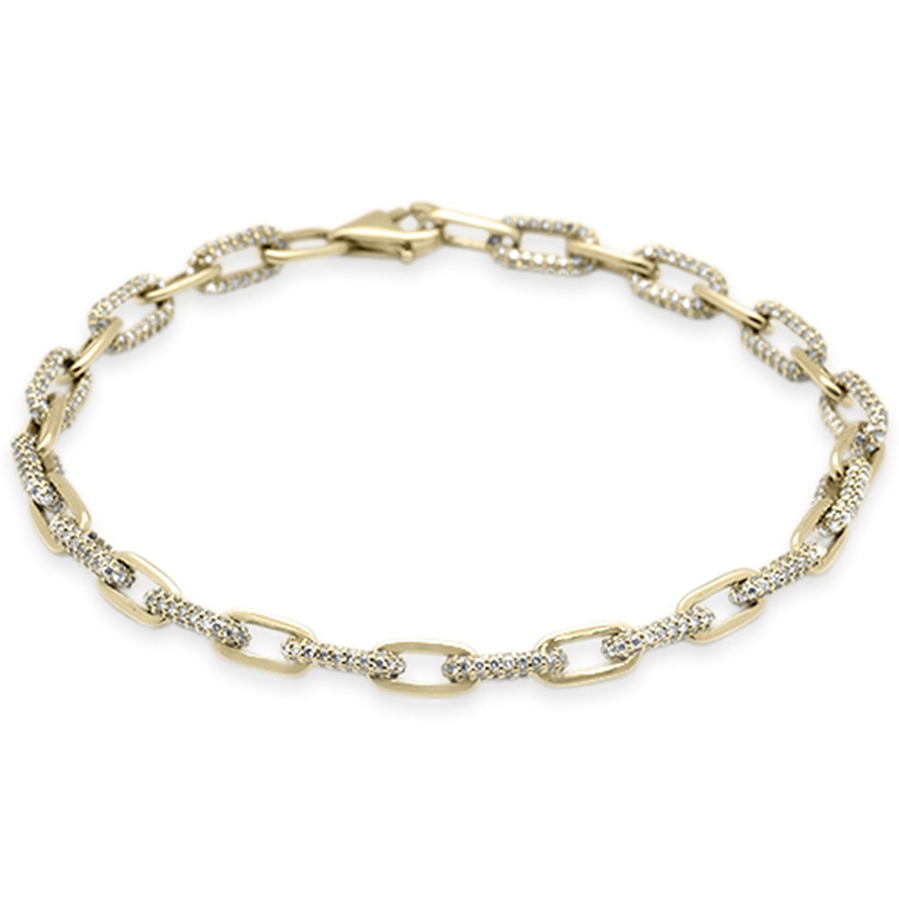 Muse Jewelry 1.52ct G SI 14K Yellow Gold Diamond Paperclip Style Bracelet 7" Long