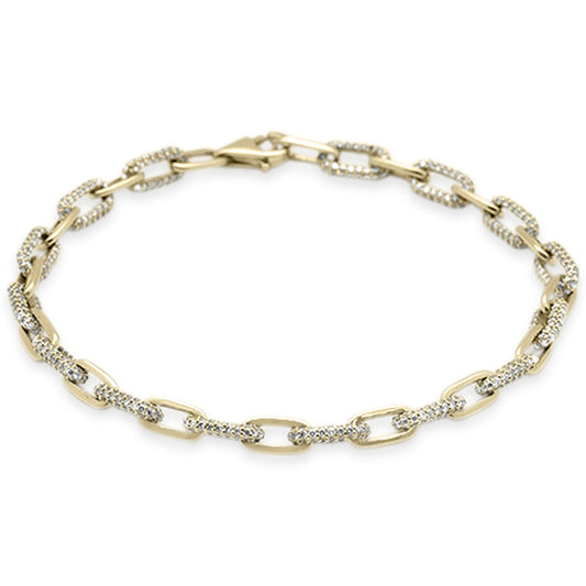 Muse Jewelry 2.64ct G SI 14K Yellow Gold Diamond Paperclip Style Bracelet 7.5" Long