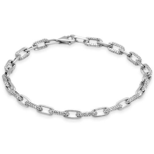 Muse Jewelry 2.39ct G SI 14K White Gold Diamond Paperclip Style Bracelet 7.5" Long