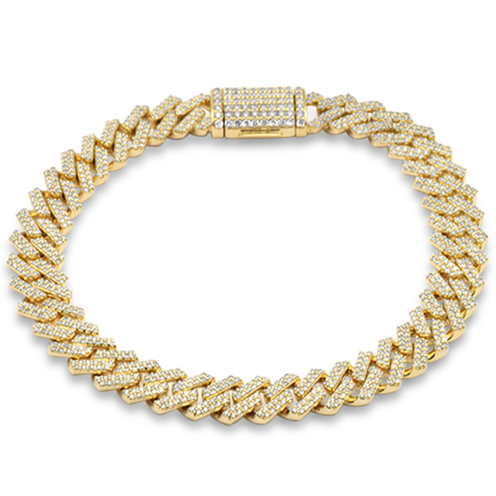 Muse Jewelry 9MM 4.24ct G SI 14K Yellow Gold Diamond Square Cuban Bracelet 8"