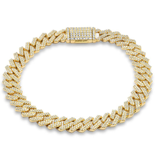 Muse Jewelry 9MM 4.31ct G SI 14K Yellow Gold Diamond Square Cuban Bracelet 8"