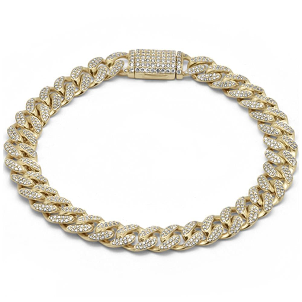 Muse Jewelry 9MM 3.43ct G SI 14K Yellow Gold Diamond Round Cuban Bracelet 8"