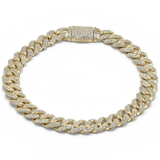 Muse Jewelry 9MM 3.43ct G SI 14K Yellow Gold Diamond Round Cuban Bracelet 8"