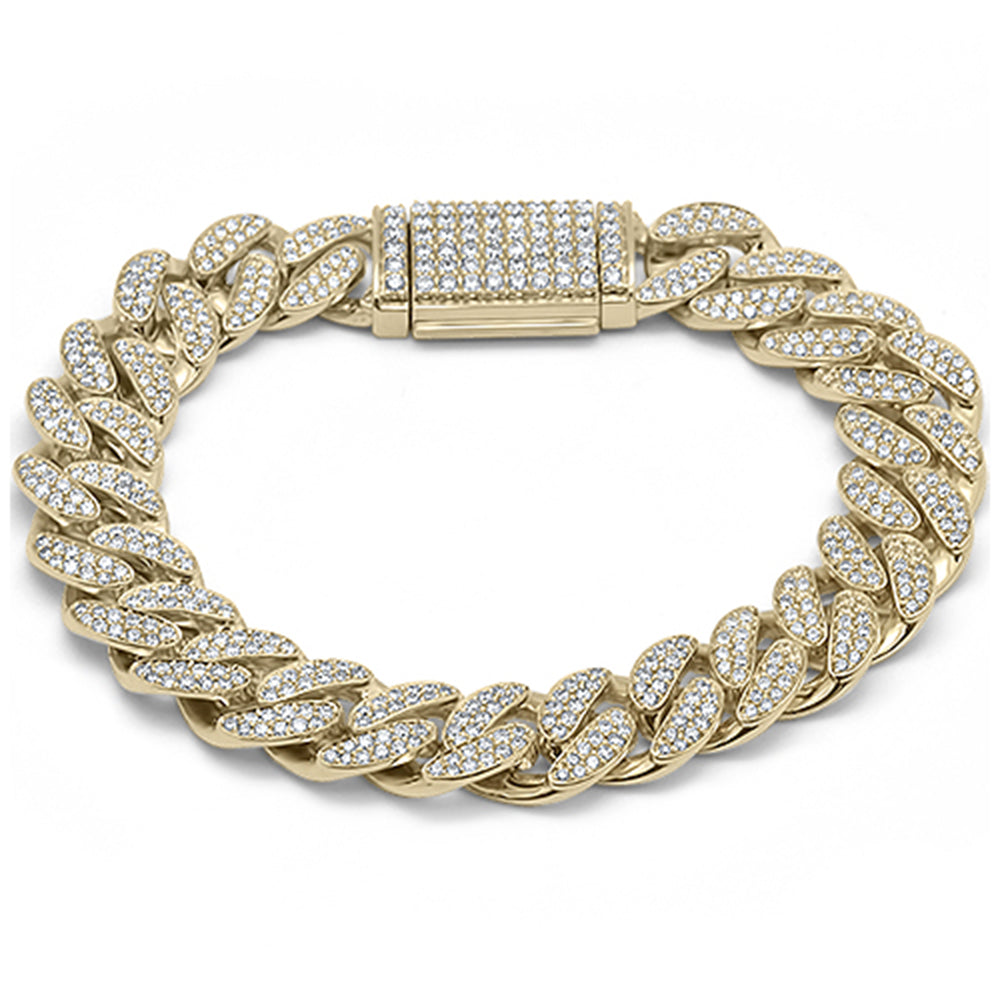 Muse Jewelry 15MM 8.87ct G SI 14K Yellow Gold Diamond Round Cuban Link Bracelet 8.5" Long