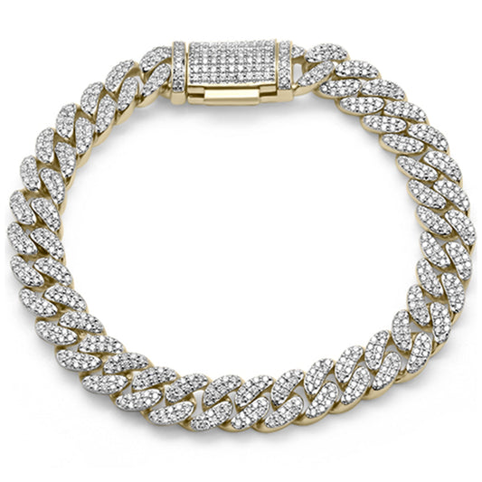 Muse Jewelry 9MM 3.79ct G SI 14K Yellow Gold Diamond Micro Pave Cuban Bracelet 8" Long