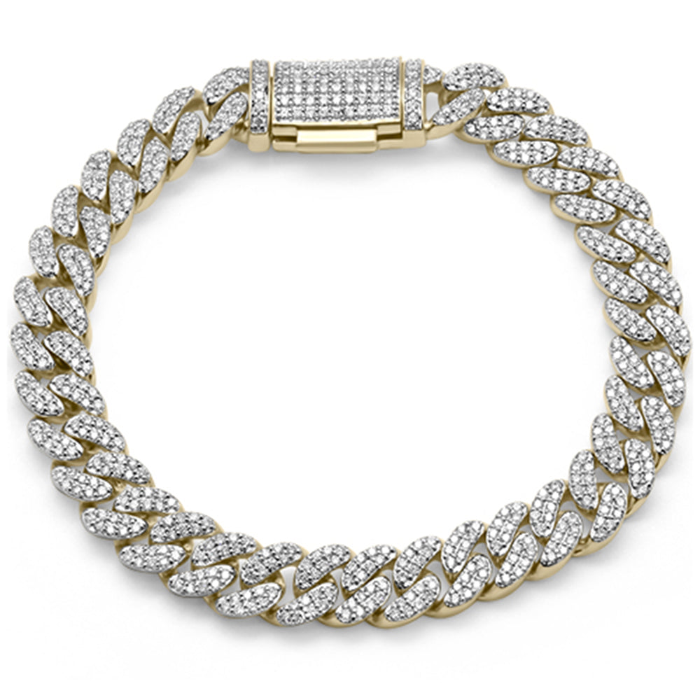 Muse Jewelry 9MM 3.28ct G SI 10K Yellow Gold Diamond Round Cuban Bracelet 8"