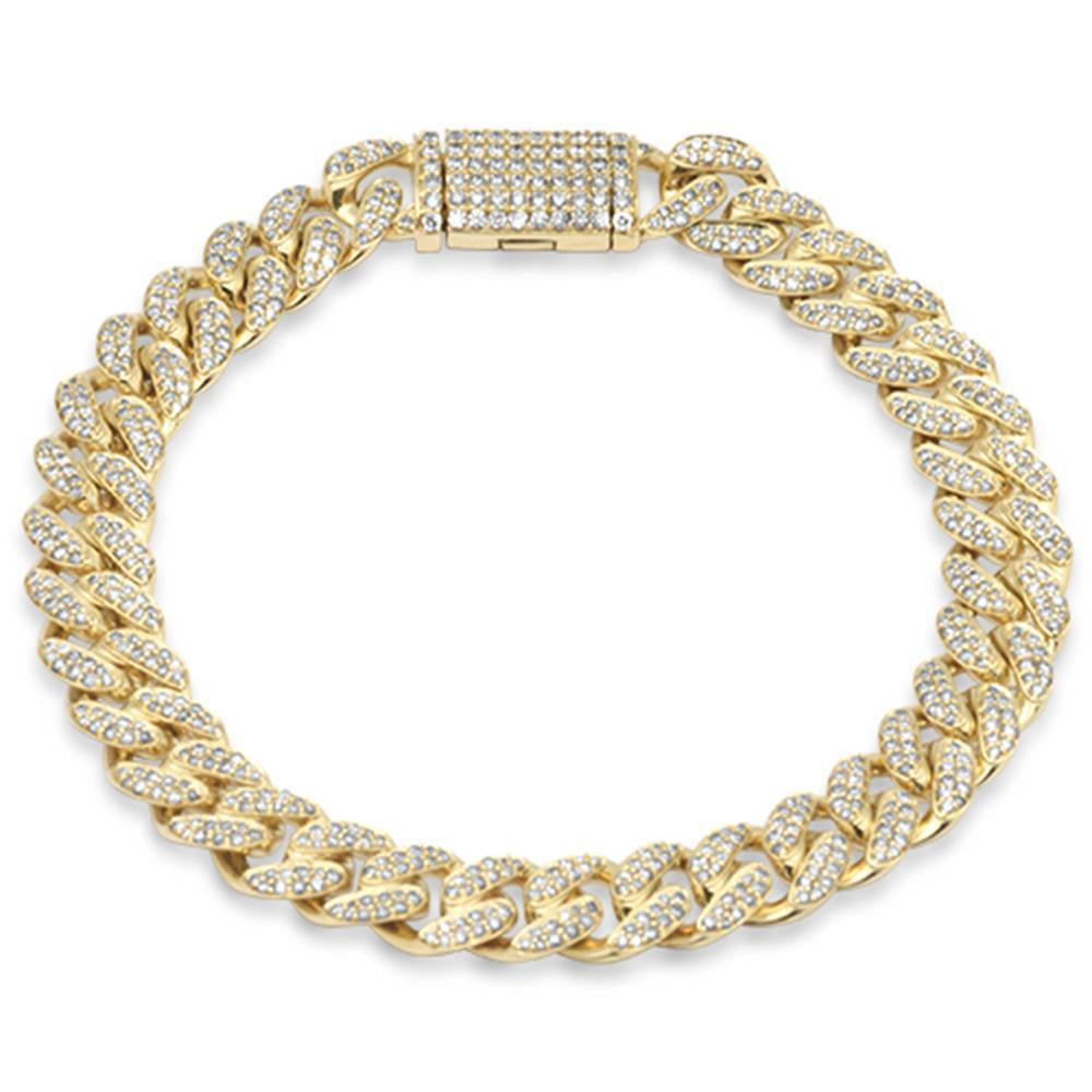 Muse Jewelry 9MM 2.66ct G SI 14K Yellow Gold Diamond Round Cuban Bracelet 8"