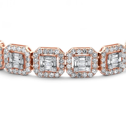 Muse Jewelry 12mm 15.50ct G SI 14K Rose Gold Round & Baguette Diamond Bracelet 8.5"