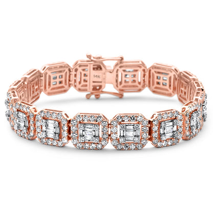 Muse Jewelry 12mm 15.50ct G SI 14K Rose Gold Round & Baguette Diamond Bracelet 8.5"
