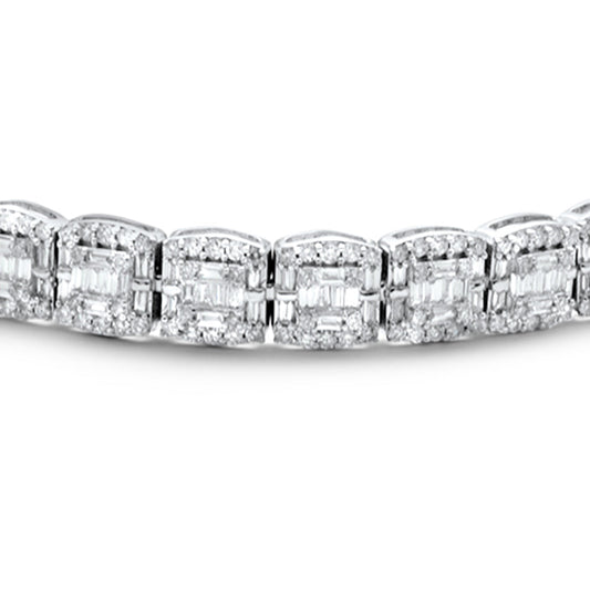 Muse Jewelry 7mm 5.45ct G SI 14K White Gold Baguette & Round Diamond Bracelet 8"