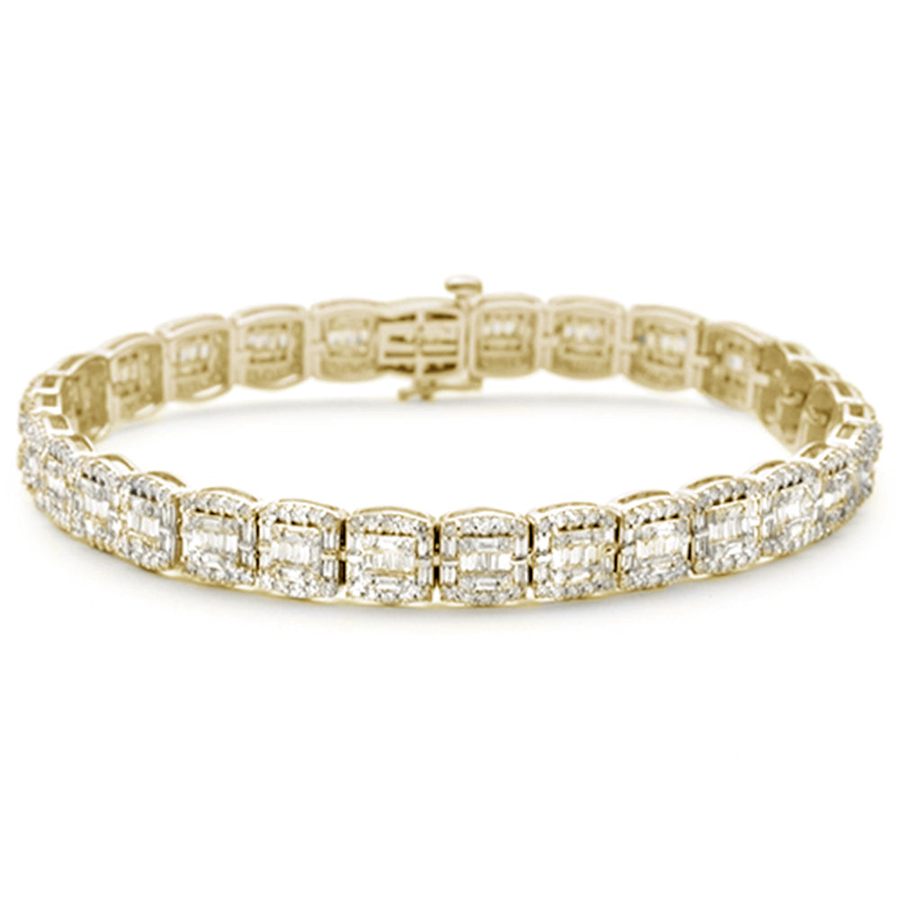 Muse Jewelry 3.35ct G SI 14K Yellow Gold Baguette & Round Diamond Bracelet 7"