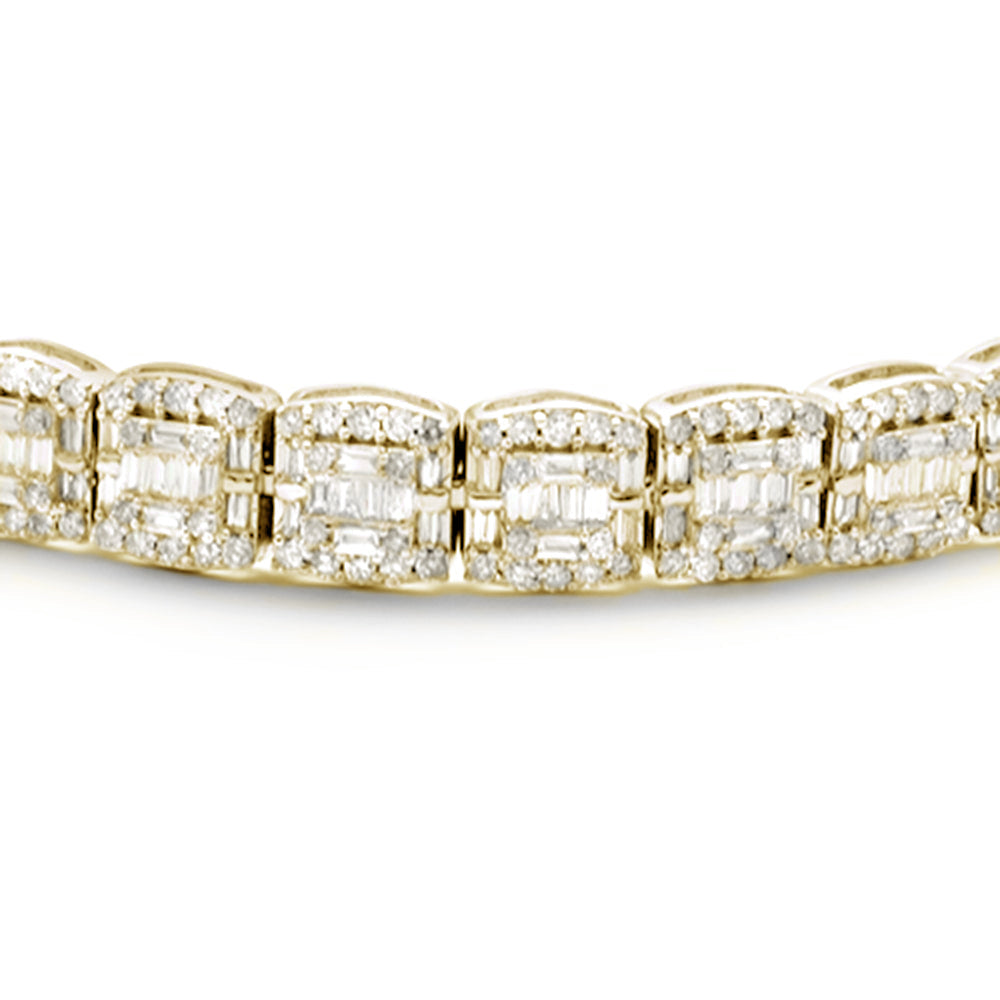 Muse Jewelry 3.35ct G SI 14K Yellow Gold Baguette & Round Diamond Bracelet 7"