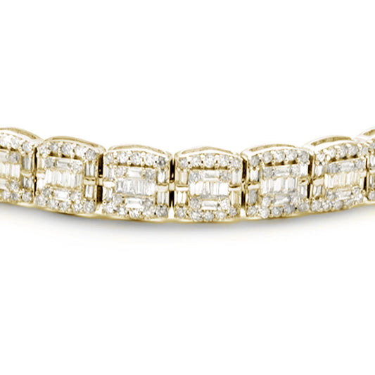 Muse Jewelry 3.35ct G SI 14K Yellow Gold Baguette & Round Diamond Bracelet 7"