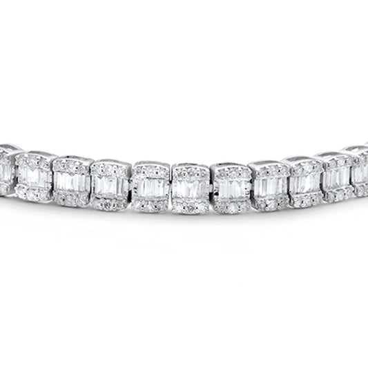 Muse Jewelry 1.92ct G SI 14K White Gold Round & Baguette Diamond Bracelet 7"