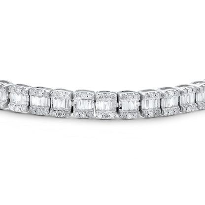 Muse Jewelry 2.97ct G SI 14K White Gold Round & Baguette Diamond Bracelet 7"