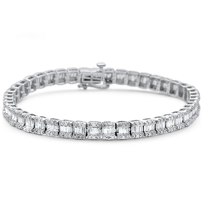 Muse Jewelry 2.97ct G SI 14K White Gold Round & Baguette Diamond Bracelet 7"