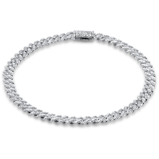 Muse Jewelry 5mm .72ct G SI 14K White Gold Round Diamond Cuban Link Chain Bracelet 8" Long