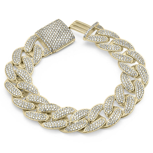 Muse Jewelry 18mm 13.04ct G SI 14K Yellow Gold Diamond Cuban Link Bracelet 8.5"