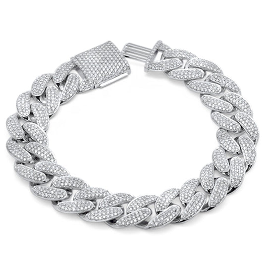 Muse Jewelry 9mm 2.37ct G SI 10K White Gold Diamond Round Cuban Bracelet 8"