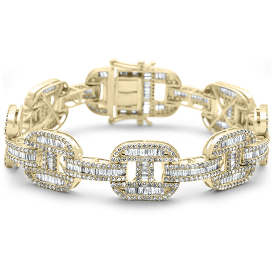 Muse Jewelry 10.10ct G SI 14K Yellow Gold Bagguette Diamond Bracelet 8"