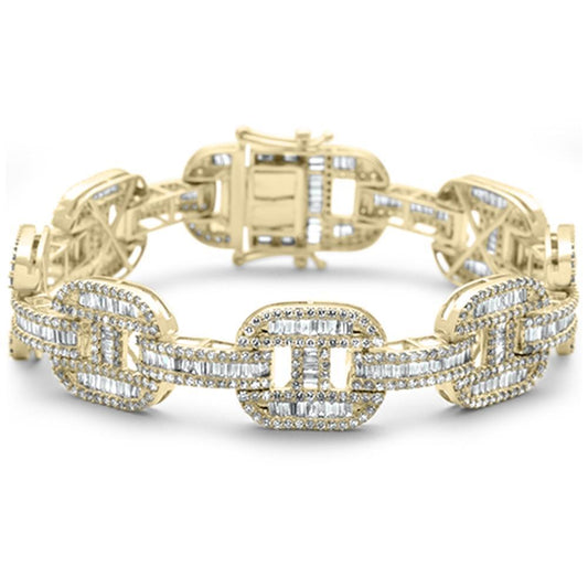 Muse Jewelry 11.12ct G SI 14K Yellow Gold Baguette & Round Diamond Bracelet 8.5"