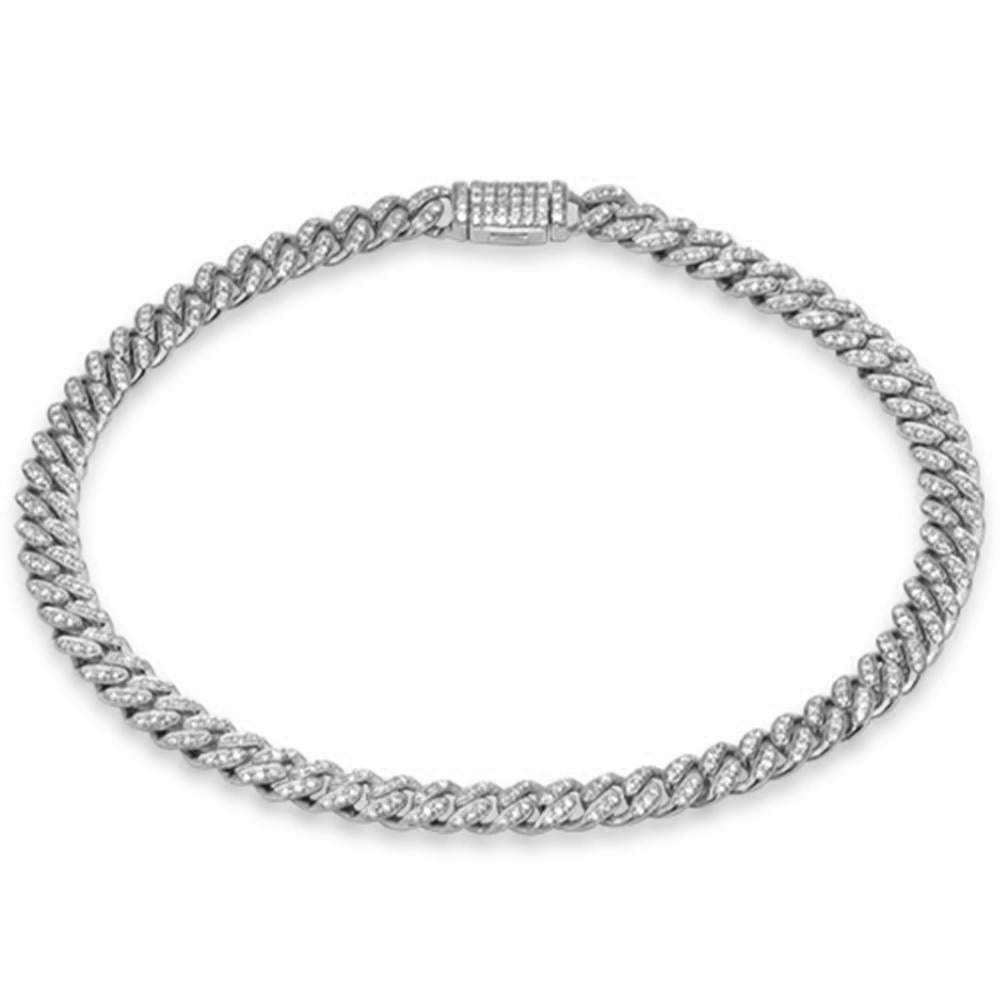 Muse Jewelry 5mm 0.64ct G SI 14K White Gold Diamond Round Cuban Bracelet 7"