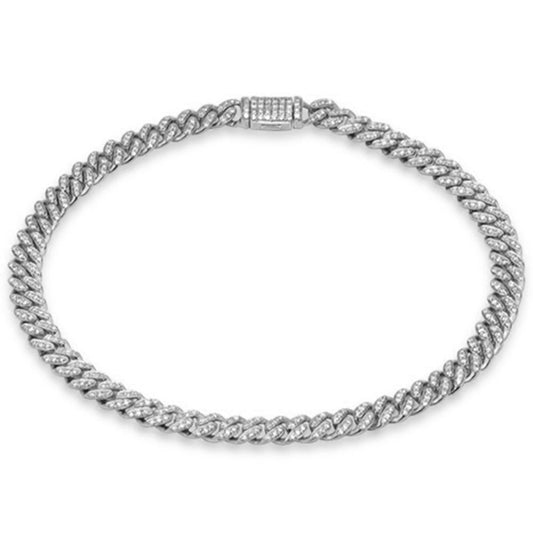 Muse Jewelry 5mm 0.64ct G SI 14K White Gold Diamond Round Cuban Bracelet 7"