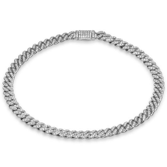 Muse Jewelry 5mm .70ct G SI 14K White Gold Diamond Round Cuban Bracelet 7"